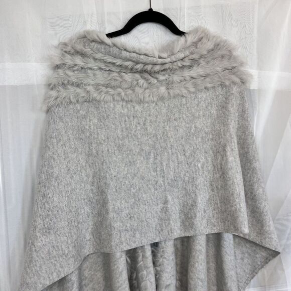 vintage Neiman Marcus cashmere wool blend poncho rabbit fur one size luxury rare - Picture 7 of 10